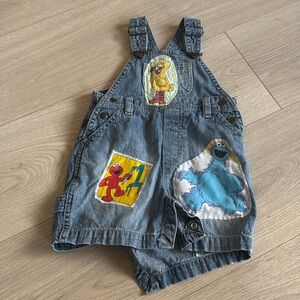 Vintage Sesame Street Baby Overalls w/ Patches